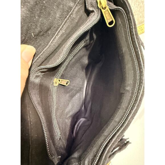 Handmade Genuine Suede Cowhide Fringe Crossbody Turquoise Stone embell New - Picture 6 of 8